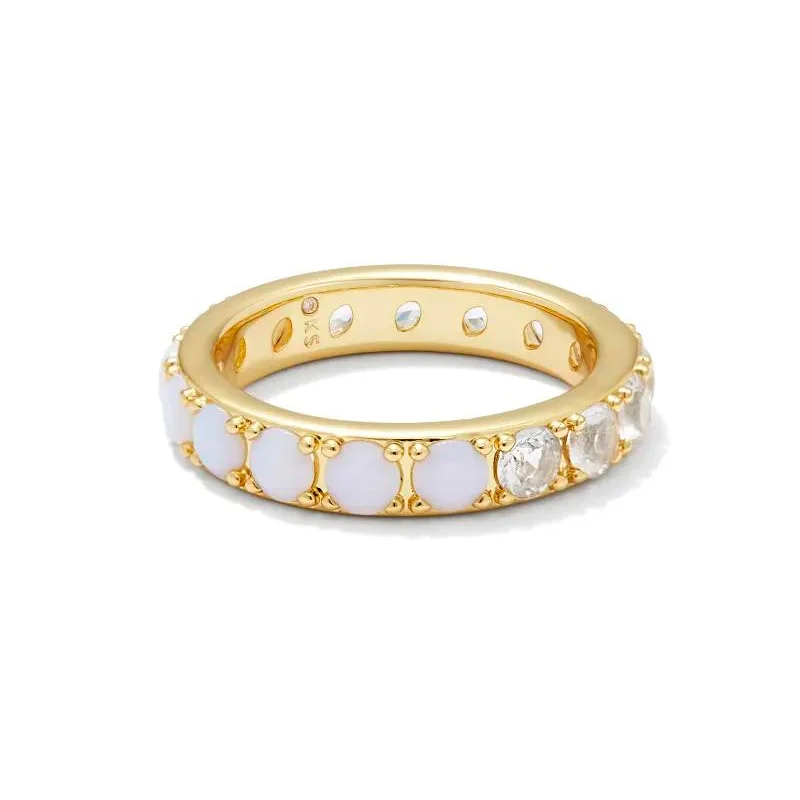 Promise Ring for Couple-Kendra Scott | Chandler Gold Band Ring in White Opalite Mix