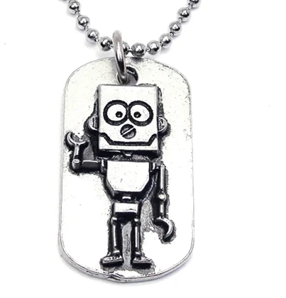 Initial Necklace for Women-Robot Catalog Dog Tag Necklace