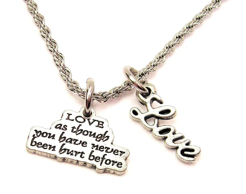 Elegant Gold Necklace-Love As Though You Have Never Been Hurt Before 20" Chain Necklace With Cursive Love Accent