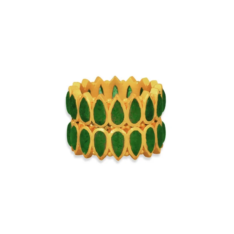 Stylish Gold Ring-Tucson Eternity Ring - Green Strawberry Quartz