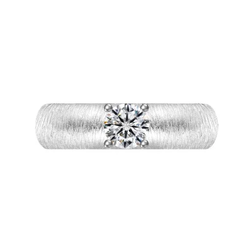 Large Cocktail Ring-Brushed Diamond Ring Thick Band | S925 | CZ