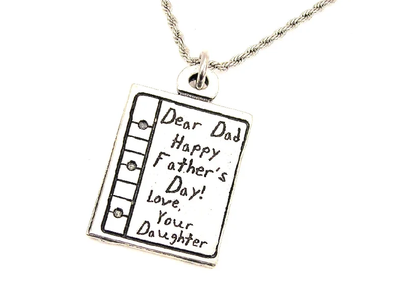 Silver Heart Necklace-Dear Dad Happy Father's Day Love Your Daughter Single Charm Necklace