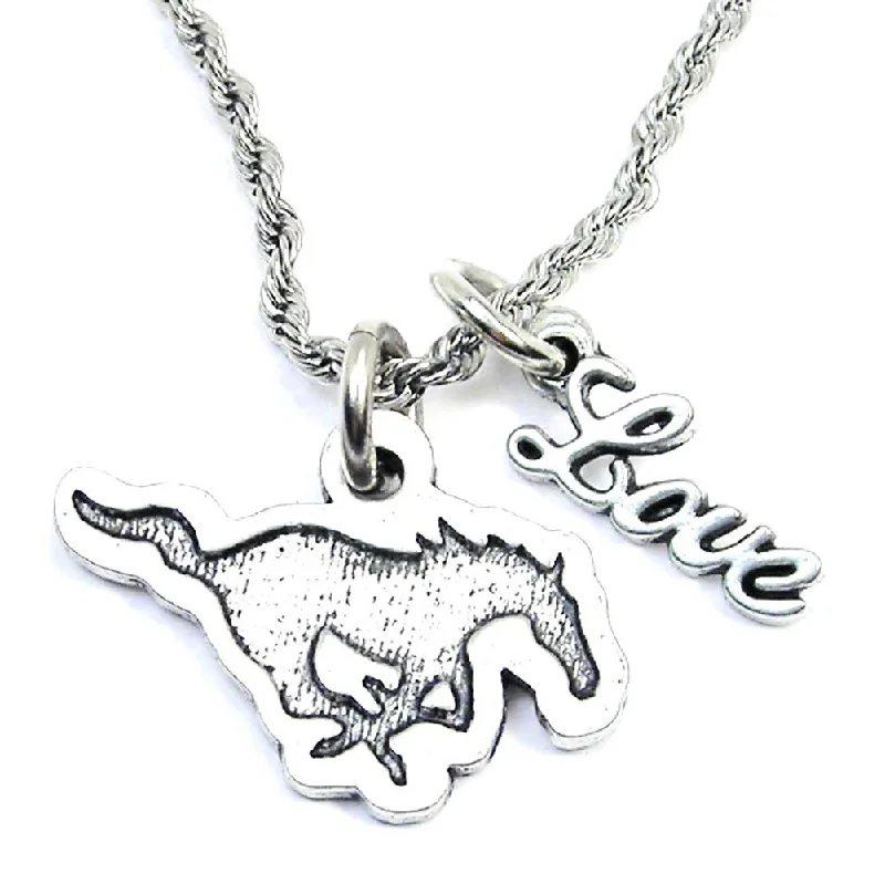 Luxury Diamond Necklace-Running Stallion 20" Rope Necklace With Love