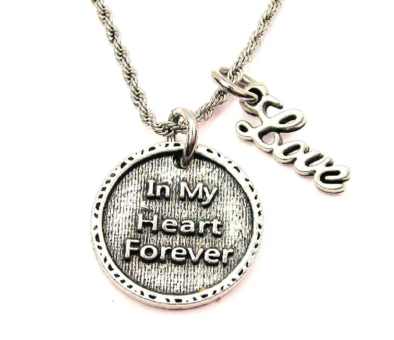 Gemstone Pendant Necklace for Women-In My Heart Forever 20" Chain Necklace With Cursive Love Accent