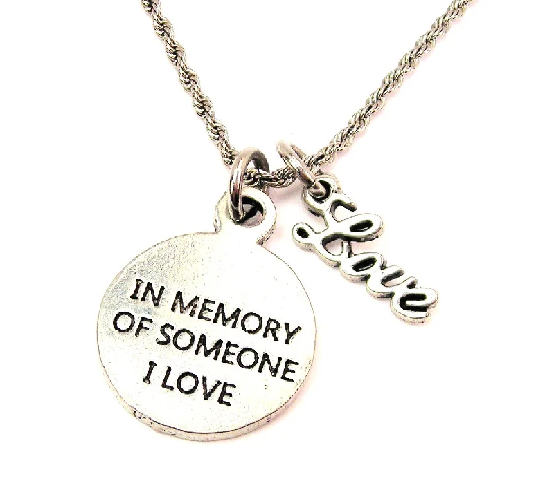 Birthstone Necklace for Women-In Memory Of Someone I Love 20" Chain Necklace With Cursive Love Accent