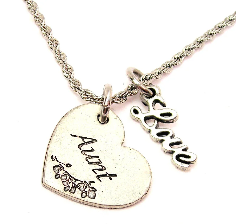 Choker Necklace for Women-Aunt Heart 20" Chain Necklace With Cursive Love Accent