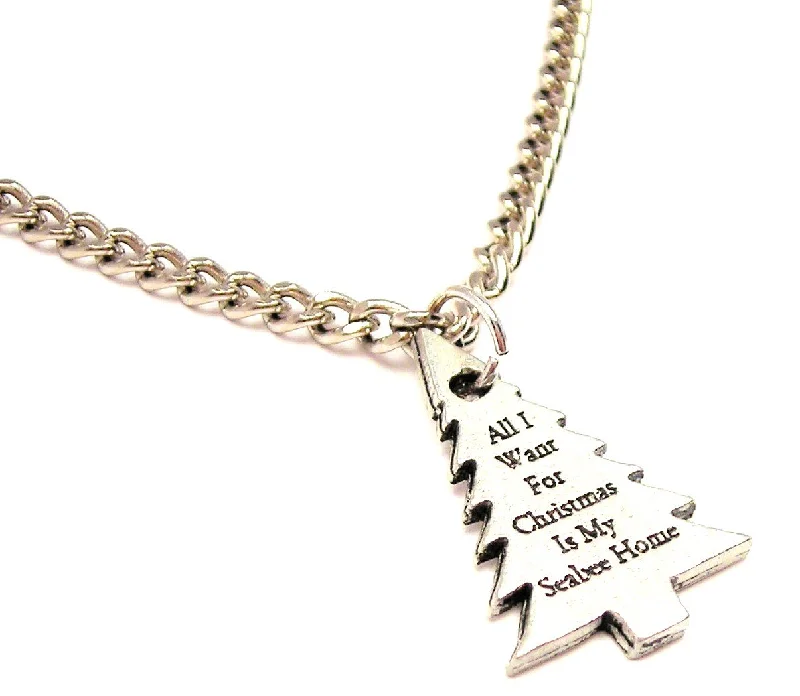 Simple Chain Necklace-All I Want For Christmas Is My Seabee Home Single Charm Necklace