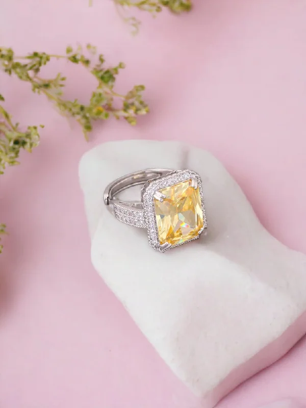 Gold Cocktail Ring-Lemon Chrysa Zirconia Ring - EOSS