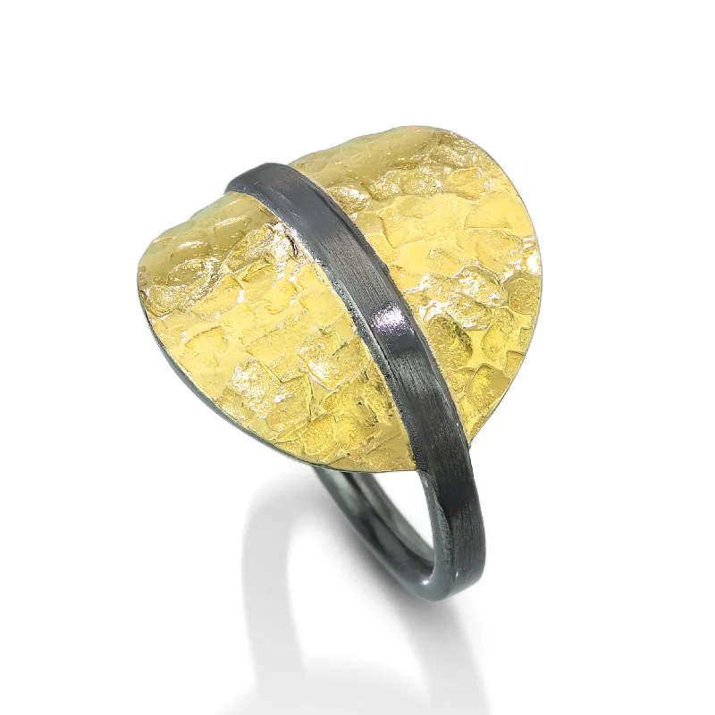 Gold Cocktail Ring-Eclipse Cigar Band Ring - luxe edition