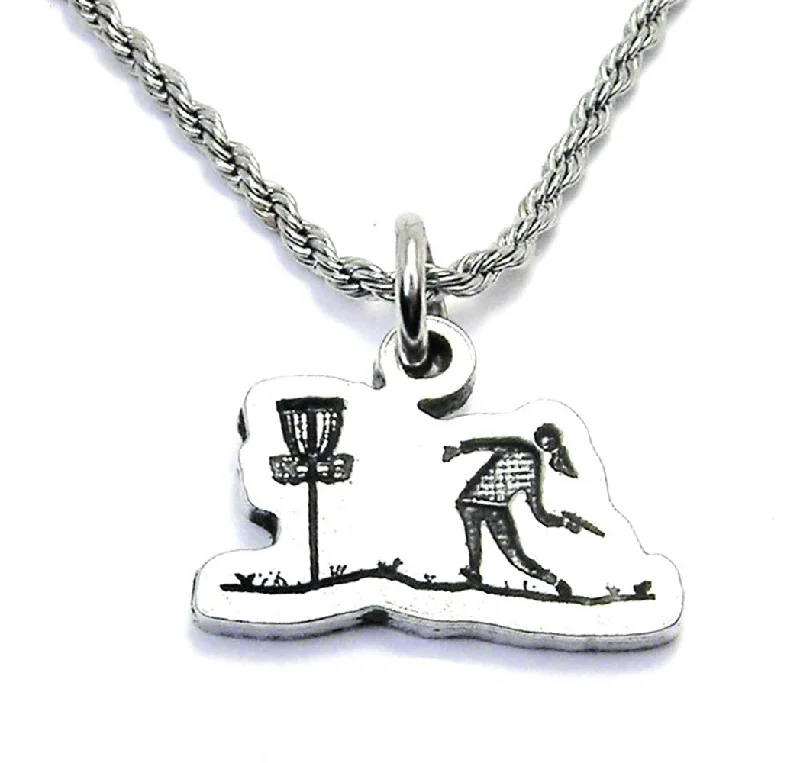 Black Pearl Necklace-Disc Golf Single Charm Necklace