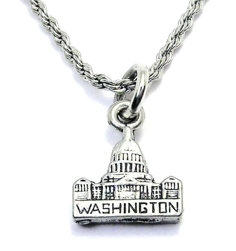 Gold Coin Necklace-Washington DC Single Charm Necklace