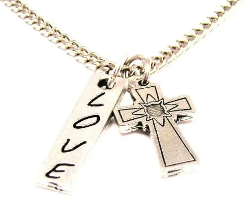 Handmade Pendant Necklace-Gothic Cross Love Stick Necklace