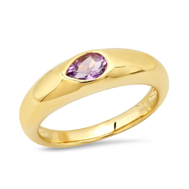 Dainty Engagement Ring-Amethyst Gypsy Ring