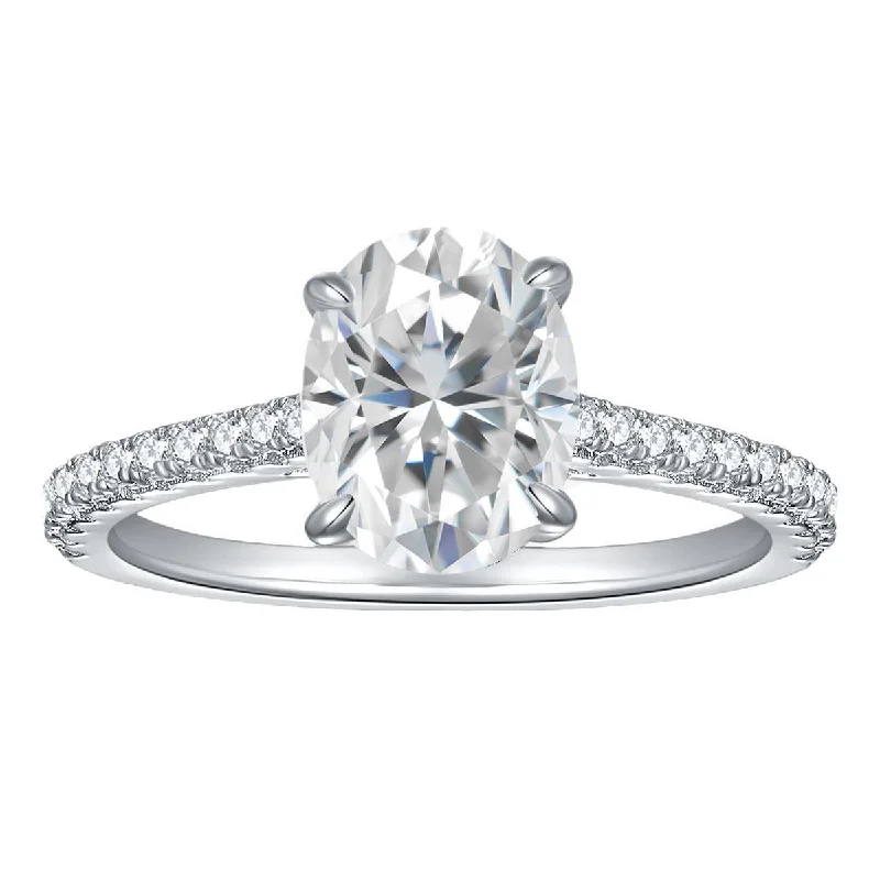 Birthstone Engagement Ring-2 Carat Moissanite Oval Engagement Ring in 925 Sterling Silver