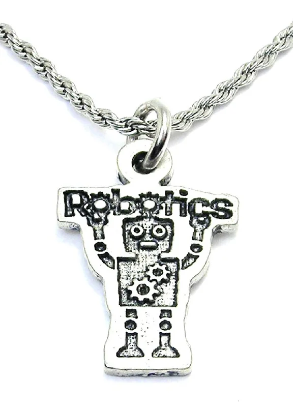 Elegant Choker Necklace-Robotics With Robot Single Charm Necklace