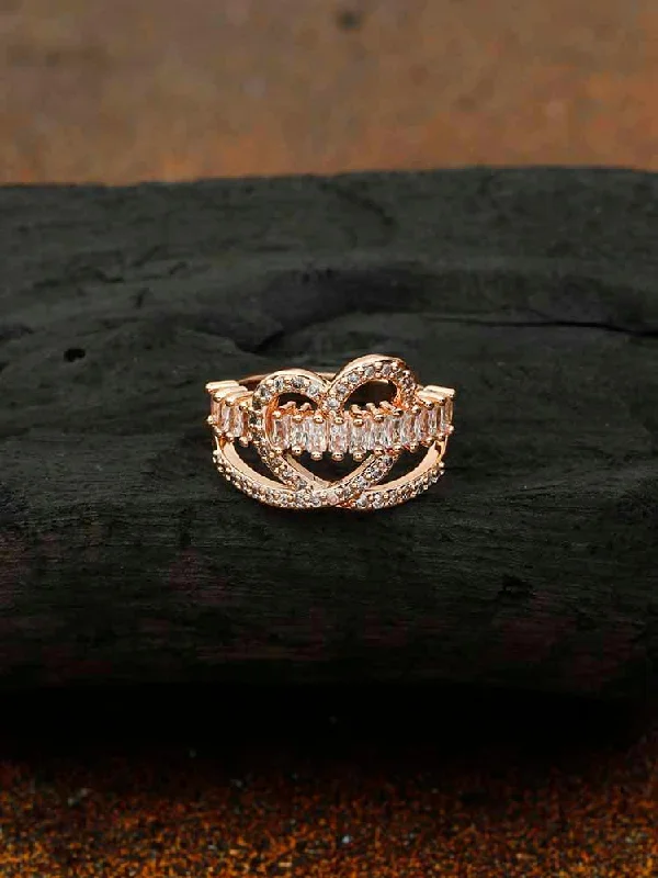 Fashion Ring for Women-Rose Gold Suman Zirconia Ring - EOSS