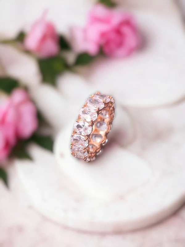 Elegant Sapphire Ring-Rose Gold Isvari Zirconia Ring - EOSS