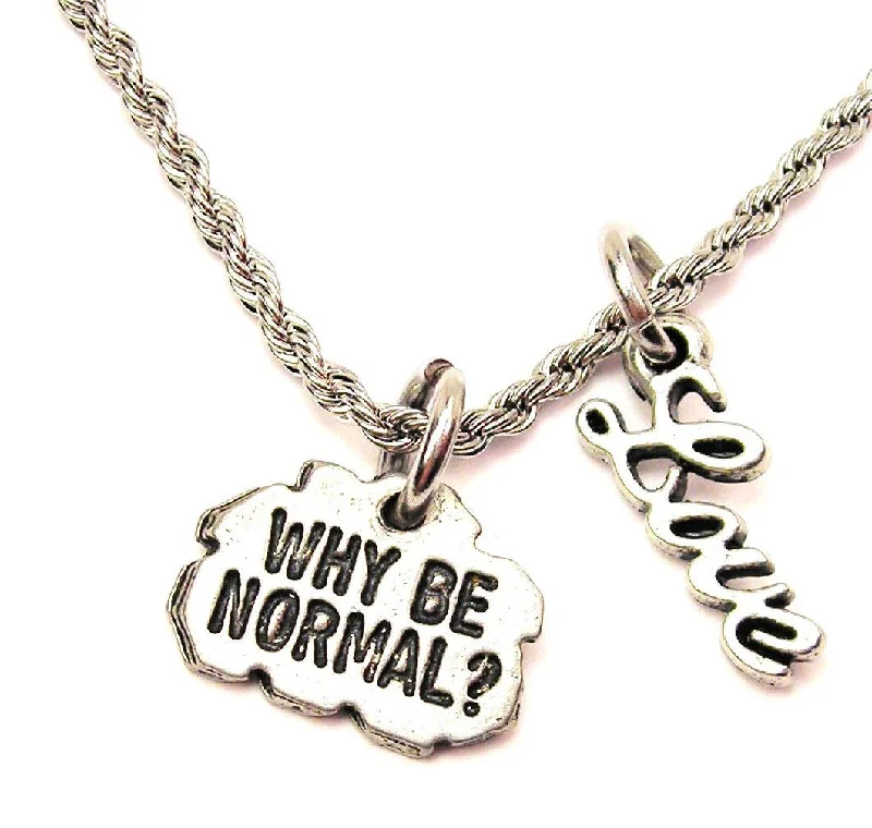 Multicolor Pendant Necklace-Why Be Normal 20" Chain Necklace With Cursive Love Accent