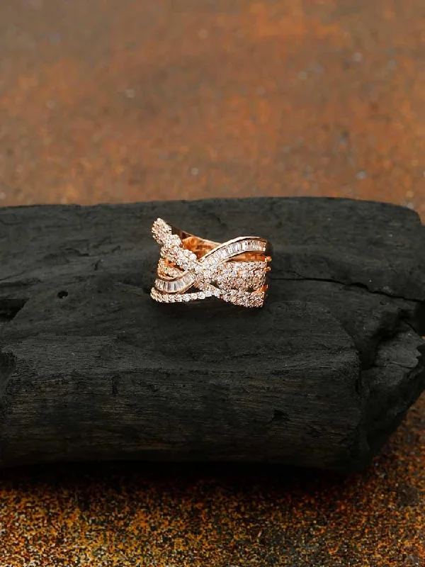 Emerald Cut Engagement Ring-Rose Gold Tanmayi Zirconia Ring - EOSS