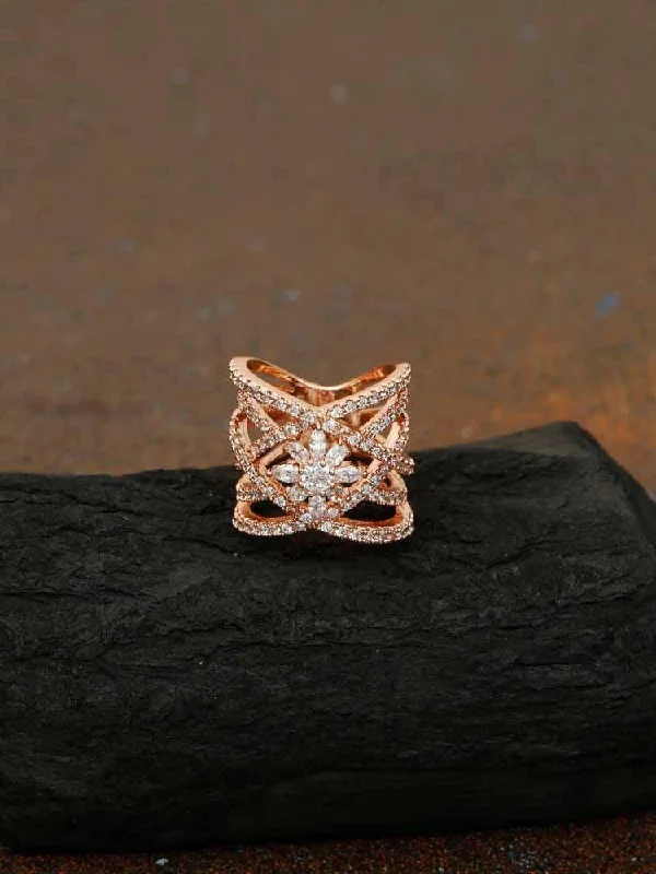 Custom Engagement Ring with Birthstone-Rose Gold Charan Zirconia Ring - EOSS