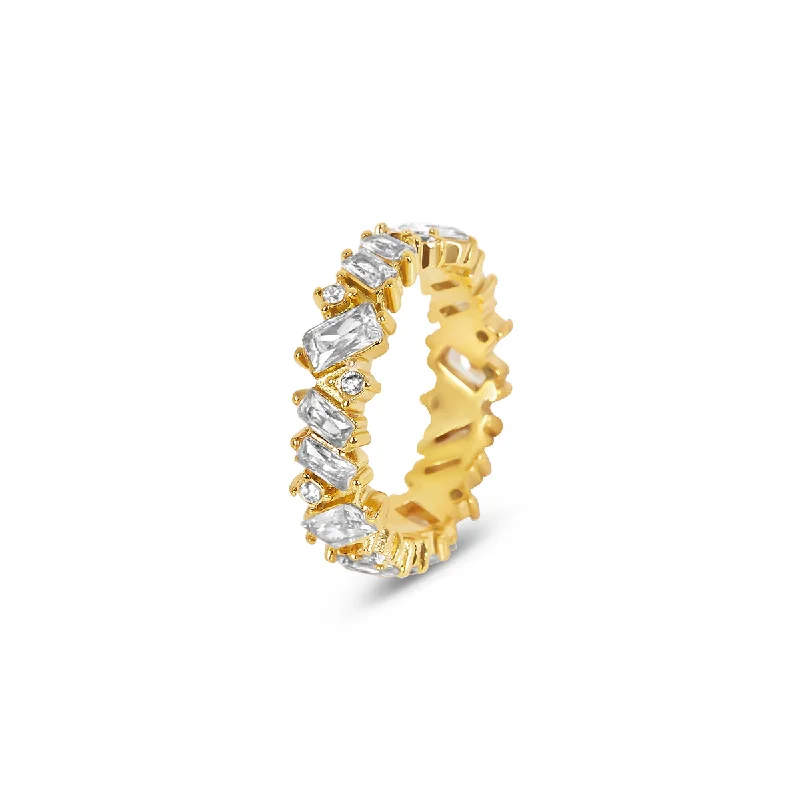 Diamond Eternity Ring-Stone CZ Baguette Cut Ring - Gold