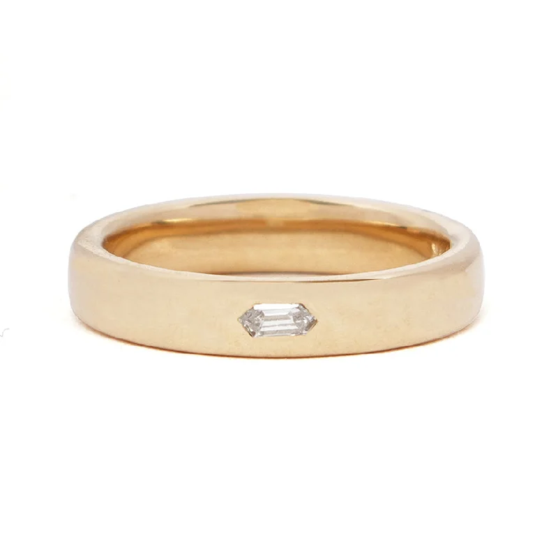 Gold Wedding Ring with Engraving-Gold Prism Diamond Ring Hex