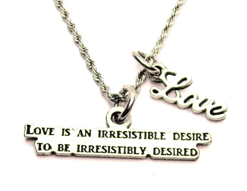 Heart Shaped Necklace-Love Is An Irresistible Desire To Be Desired 20" Chain Necklace With Cursive Love Accent