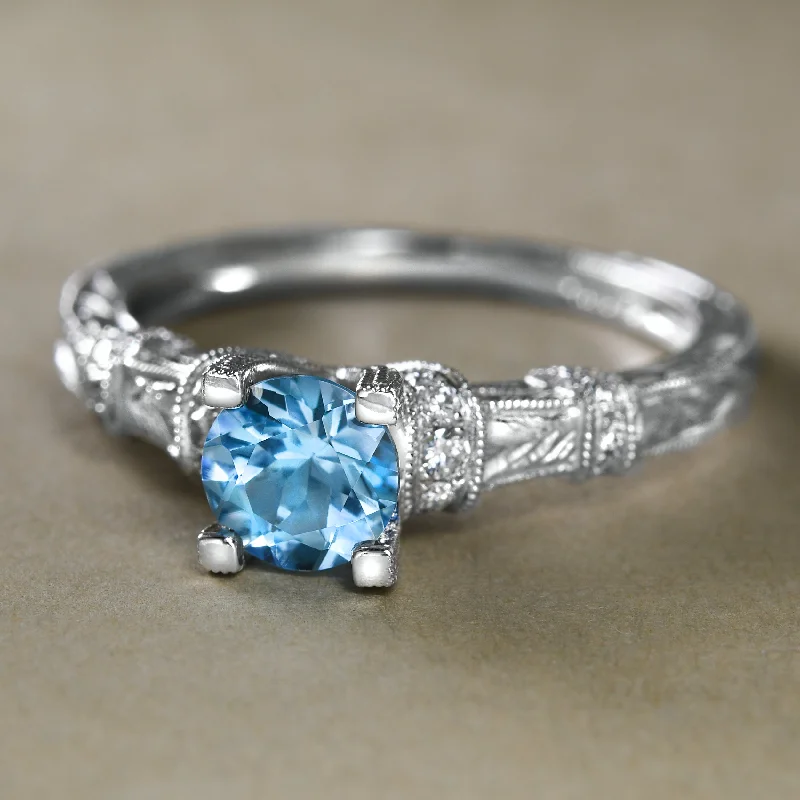 Ruby Ring for Engagement-Embellished Blue Topaz Ring