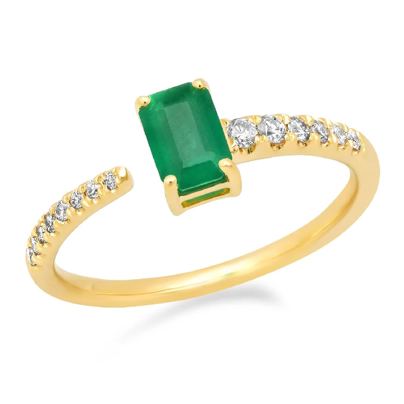 Wedding Ring with Colored Gemstones-Emerald Ring