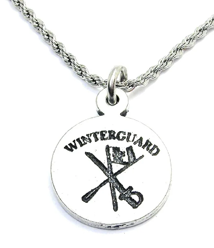 Chunky Gold Necklace-Winterguard With Flag And Sword Single Charm Necklace