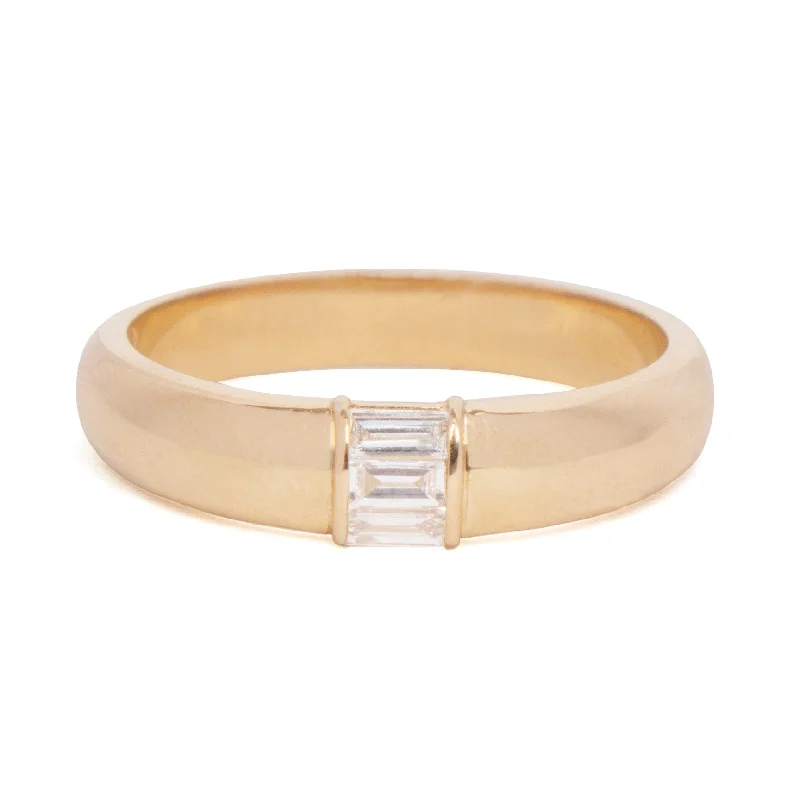 Classic Gold Wedding Ring-Baguette Diamond Wrapped Ring