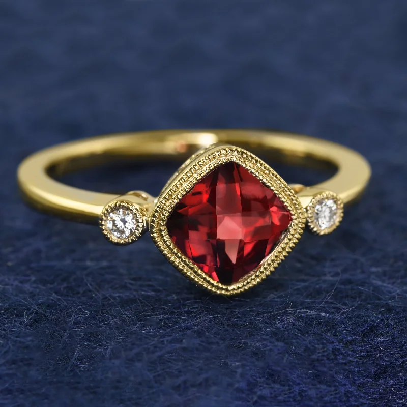 Unique Sterling Silver Ring-Darling Detailed Garnet Ring