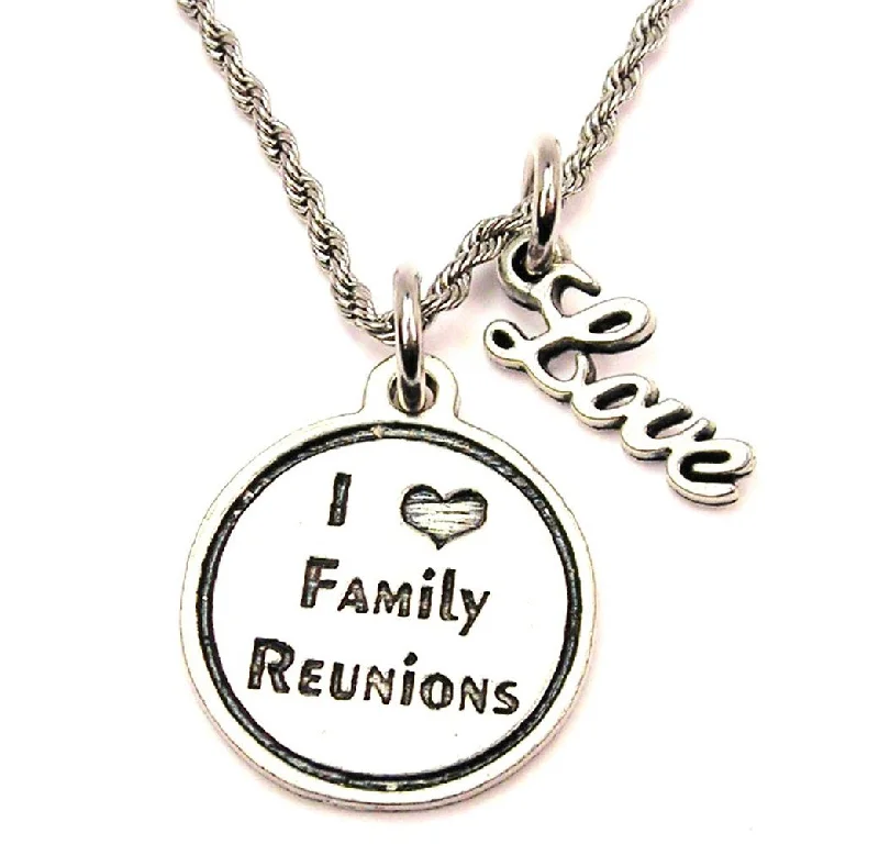 Chunky Chain Necklace-I Love Family Reunions 20" Chain Necklace With Cursive Love Accent