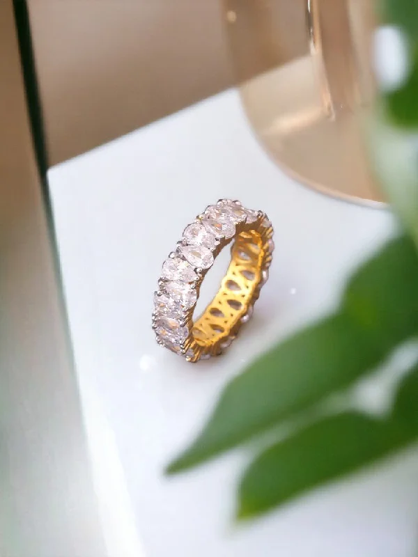 Modern Rose Gold Engagement Ring-Golden Gunjan Zirconia Ring - EOSS