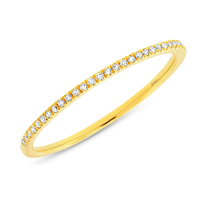 Gold Wedding Ring with Engraving-Diamond Band