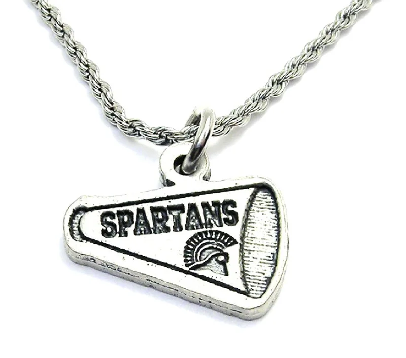 Custom Heart Necklace-Spartans Mascot Megaphone Single Charm Necklace