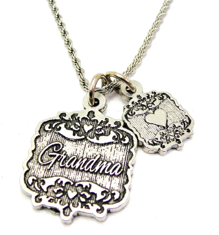 Unique Design Necklace-Grandma Victorian Scroll With Victorian Accent Heart 20" Chain Necklace