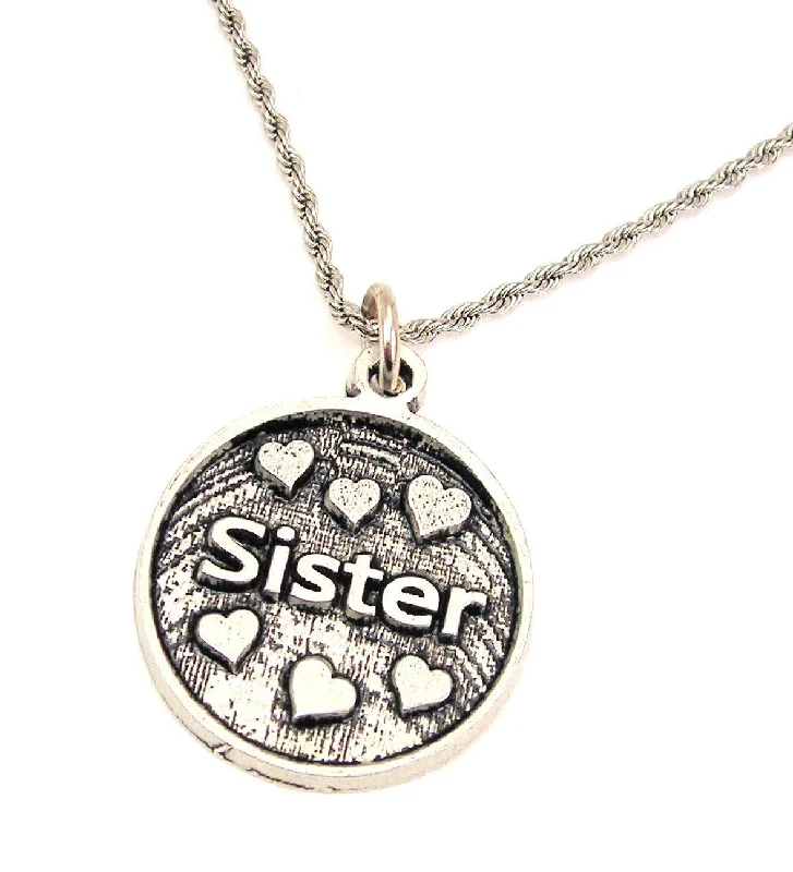 Pearls and Diamonds Necklace-Sister With Hearts Single Charm Necklace