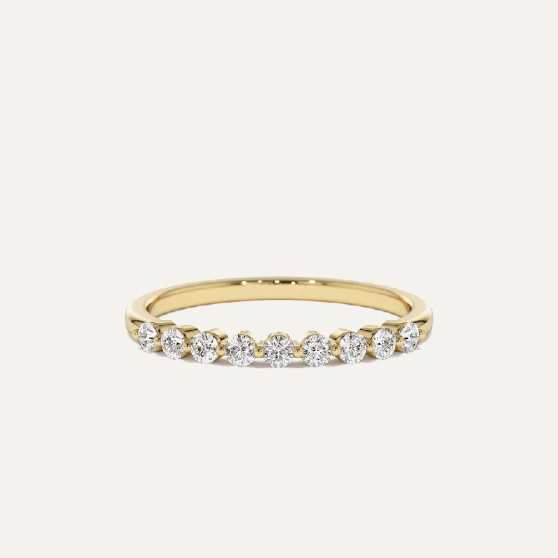 Unique Sapphire Ring-18K Gold Half Eternity Diamond Ring 0.30 Carat