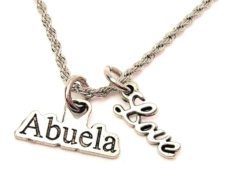 Retro Style Necklace-Abuela 20" Chain Necklace With Cursive Love Accent