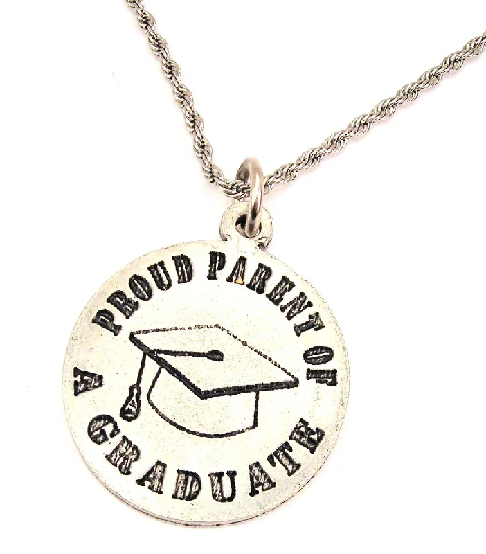 Elegant Gold Pendant Necklace-Proud Parent Of A Graduate Single Charm Necklace