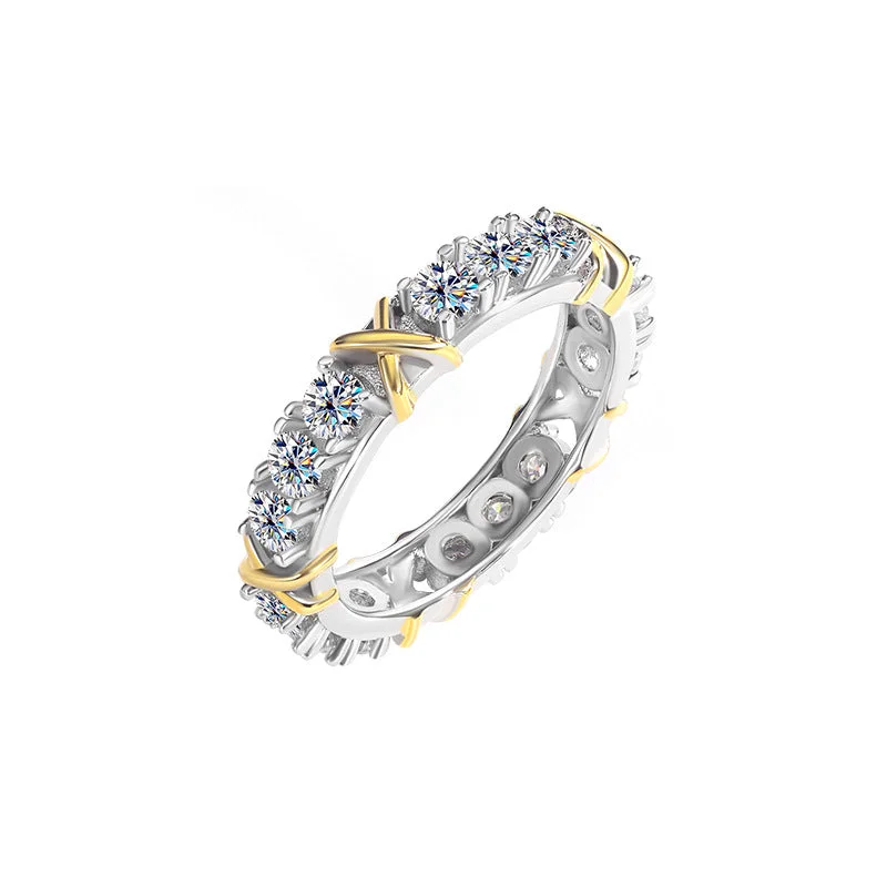 Customizable Engagement Ring-1.5 Carat Two Tone X Linked Ring Band | S925 | Moissanite