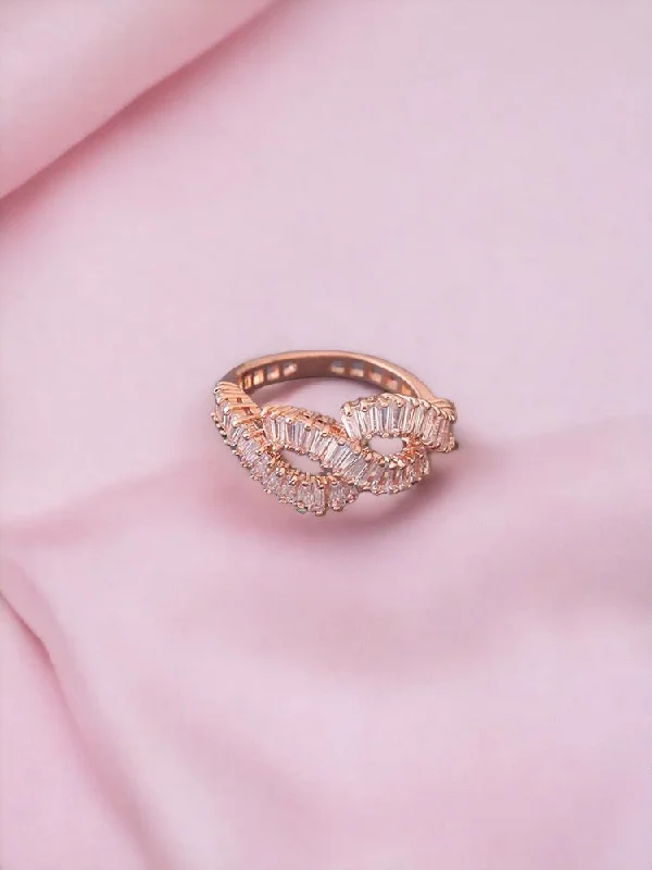 Large Emerald Engagement Ring-Rose Gold Amari Zirconia Ring - EOSS