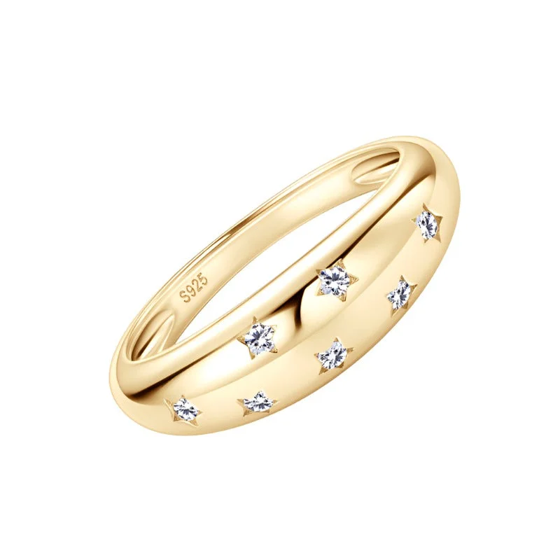 Classic Gold Engagement Ring-Baby's Breath Star Fashion Ring | S925 | Moissanite