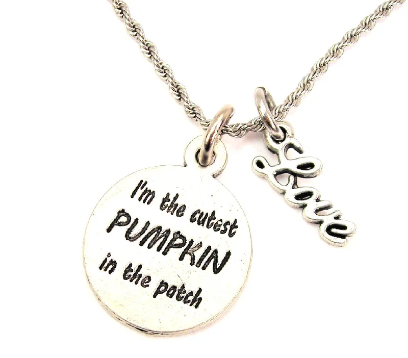 Chunky Gold Necklace-I'm The Cutest Pumpkin In The Patch 20" Chain Necklace With Cursive Love Accent