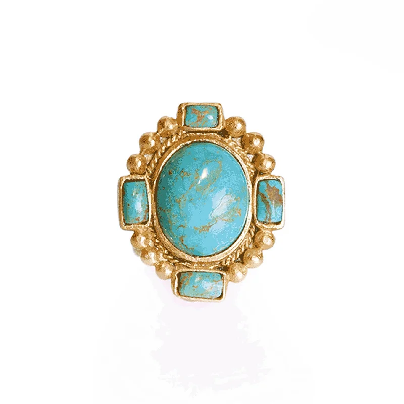 Engagement Ring with Pink Diamond-Southwestern Statement Ring - Turquoise