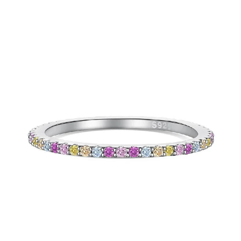 Unique Wedding Rings-Delicate Pastel Ring Band | S925 | CZ