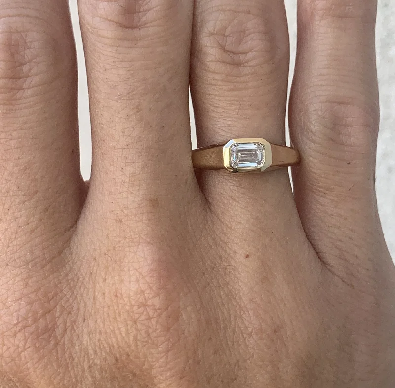 Custom Promise Ring for Women-East West Emerald Cut Diamond Ring