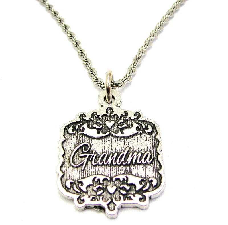 Birthstone Necklace for Women-Grandma Victorian Scroll Single Charm Necklace