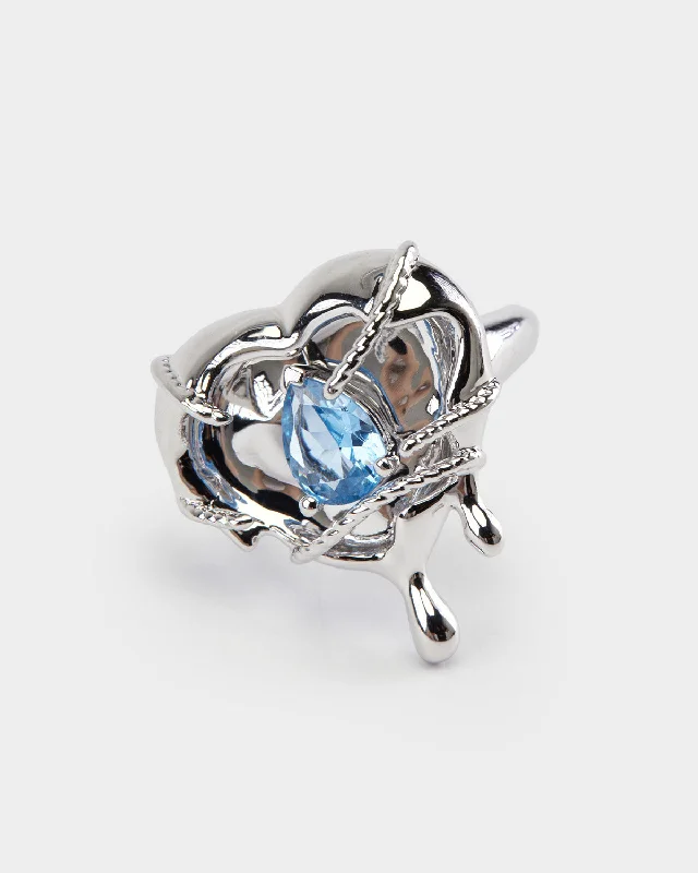 Chunky Silver Ring-TRIANGEL Heart-shaped Ring